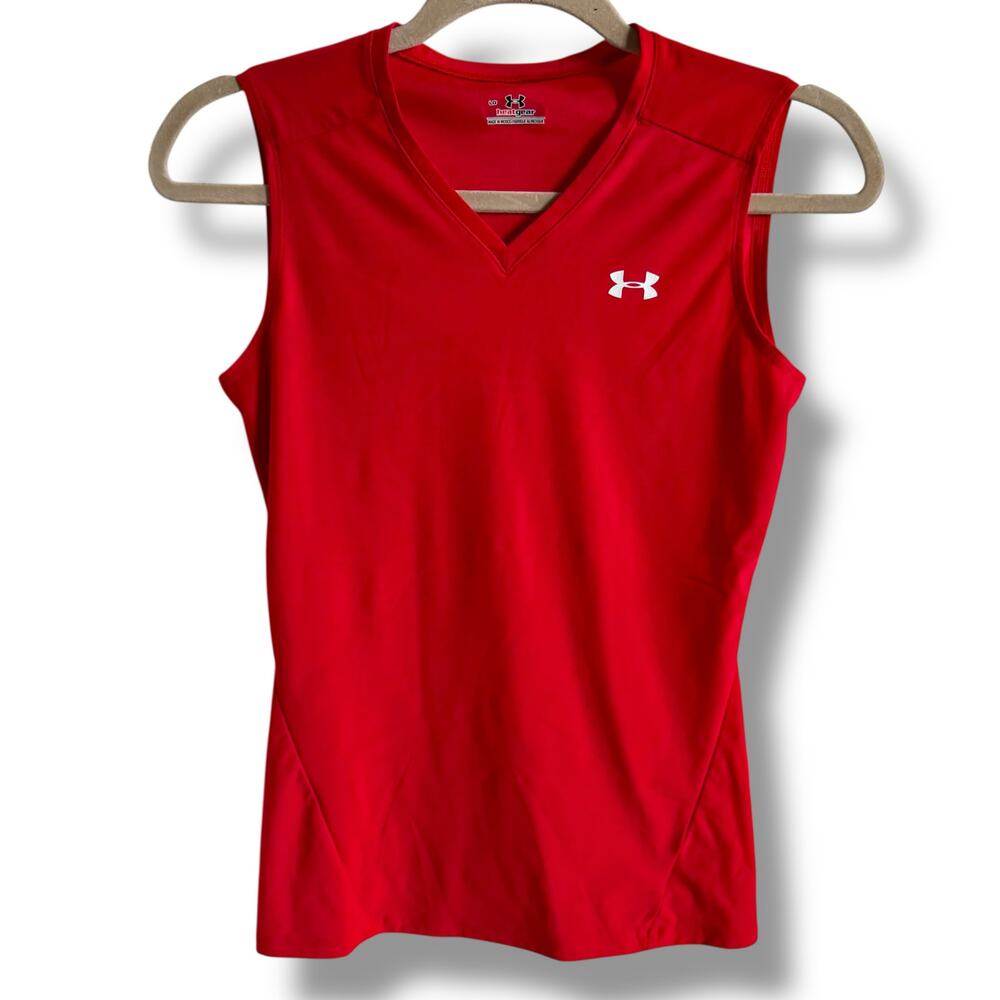 Under Armour Girls HeatGear Tank Red Sleeveless Size Large‎